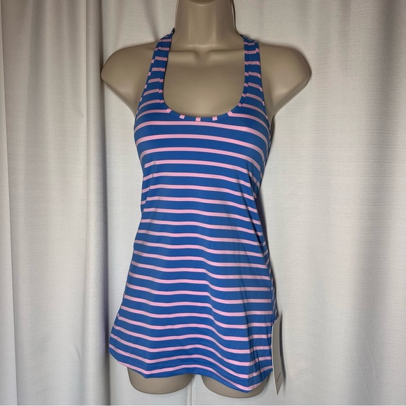 New Lululemon Blue Pink Stripe Cool Racerback Tank Top 4 Barbie Nautical Workout - Picture 7 of 8